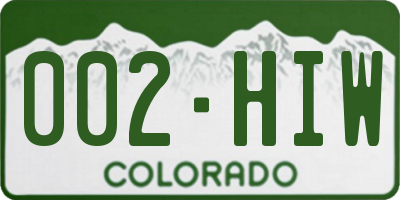 CO license plate 002HIW