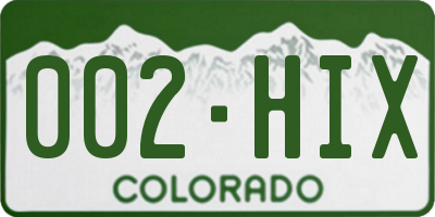 CO license plate 002HIX