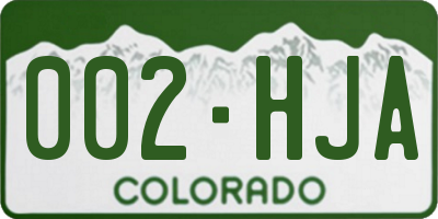 CO license plate 002HJA