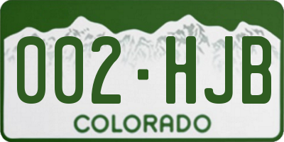 CO license plate 002HJB