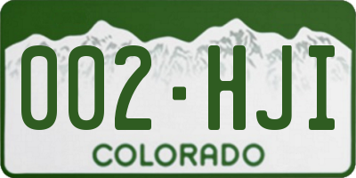 CO license plate 002HJI