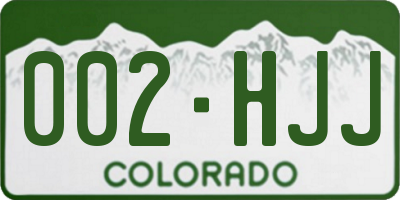 CO license plate 002HJJ
