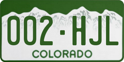 CO license plate 002HJL