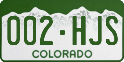 CO license plate 002HJS