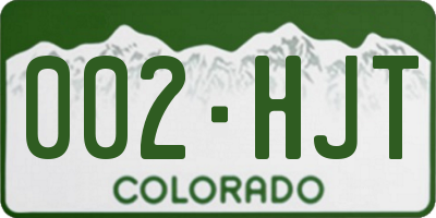 CO license plate 002HJT