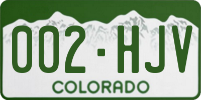 CO license plate 002HJV