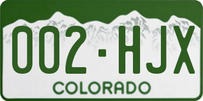 CO license plate 002HJX