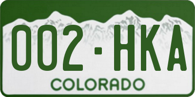 CO license plate 002HKA