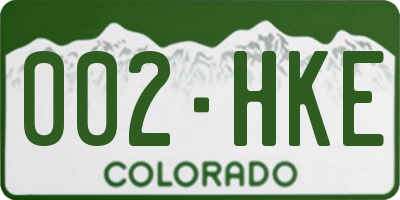 CO license plate 002HKE