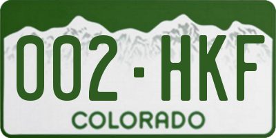 CO license plate 002HKF