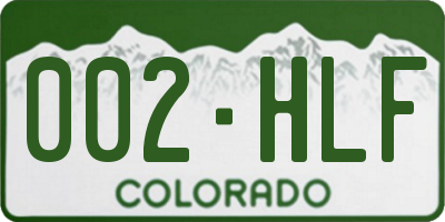 CO license plate 002HLF