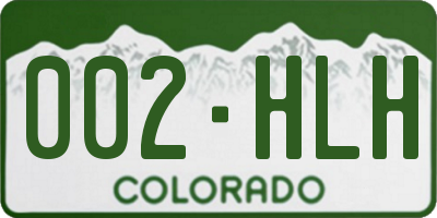 CO license plate 002HLH