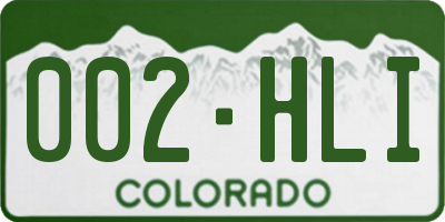 CO license plate 002HLI