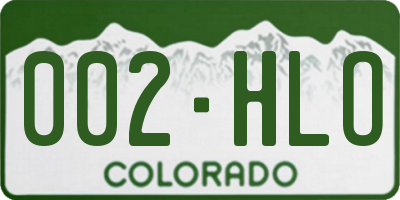 CO license plate 002HLO