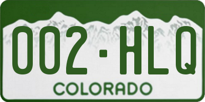 CO license plate 002HLQ