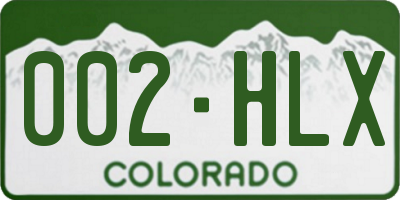 CO license plate 002HLX