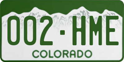 CO license plate 002HME
