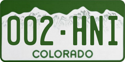 CO license plate 002HNI