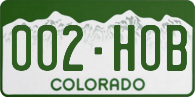 CO license plate 002HOB