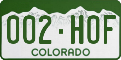 CO license plate 002HOF