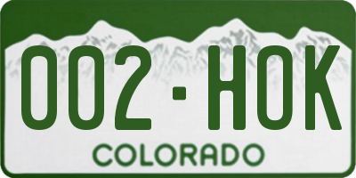 CO license plate 002HOK