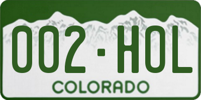 CO license plate 002HOL