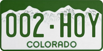 CO license plate 002HOY