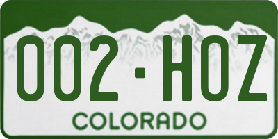 CO license plate 002HOZ