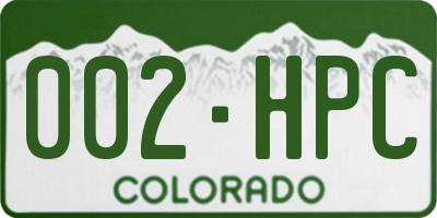 CO license plate 002HPC