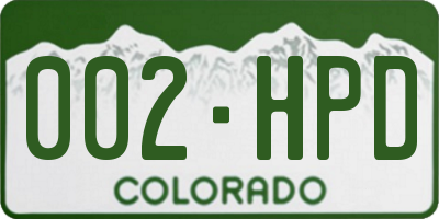 CO license plate 002HPD