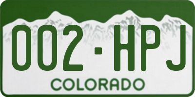 CO license plate 002HPJ