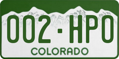 CO license plate 002HPO