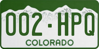 CO license plate 002HPQ