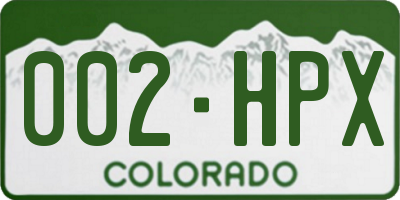 CO license plate 002HPX