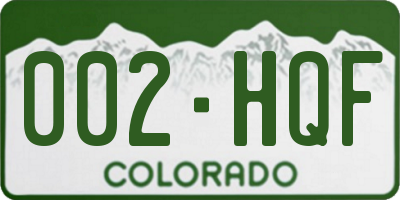CO license plate 002HQF