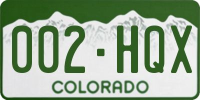 CO license plate 002HQX