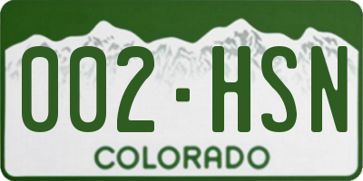 CO license plate 002HSN