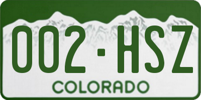 CO license plate 002HSZ