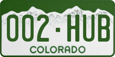 CO license plate 002HUB