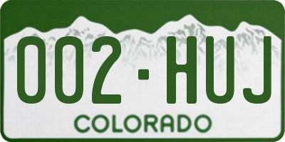 CO license plate 002HUJ