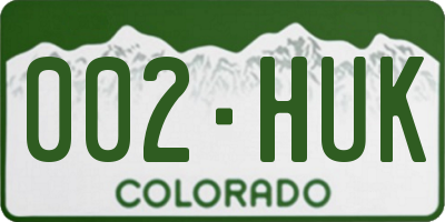CO license plate 002HUK