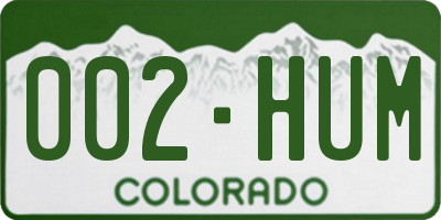 CO license plate 002HUM