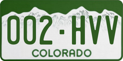 CO license plate 002HVV