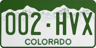 CO license plate 002HVX