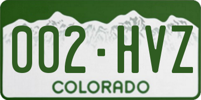 CO license plate 002HVZ