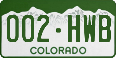 CO license plate 002HWB