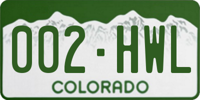 CO license plate 002HWL