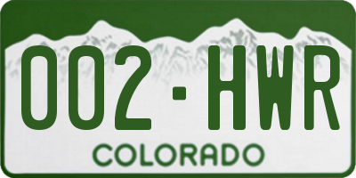 CO license plate 002HWR