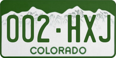 CO license plate 002HXJ