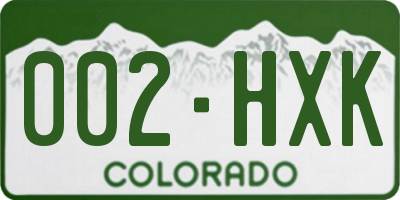 CO license plate 002HXK